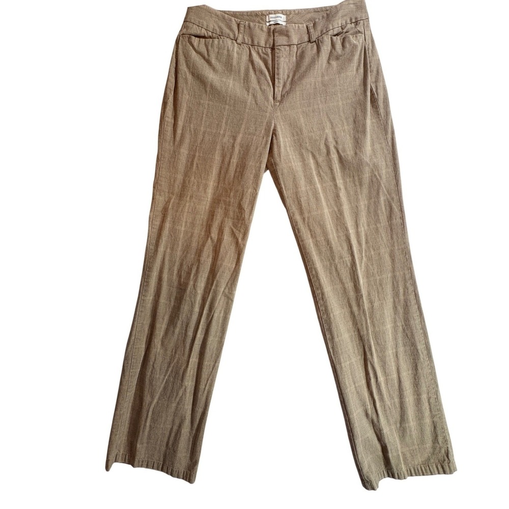 Dockers Metro Pant Womens 8 Med Tan‎ Plaid Ideal Fit Cotton Stretch Straight Leg